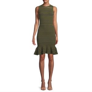 Milly knit lace cutout mermaid dress (olive/navy)